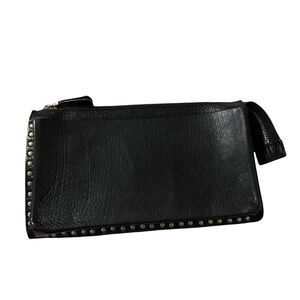 Bally Black Pebbled Leather Studded Clutch